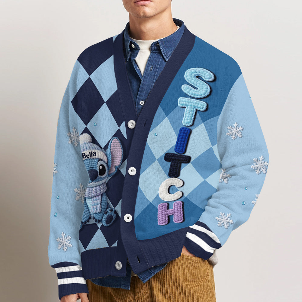 Cute Blue Monster - Personalized Ohana Cardigan Sweater