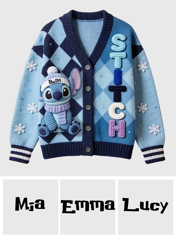 Cute Blue Monster - Personalized Ohana Cardigan Sweater