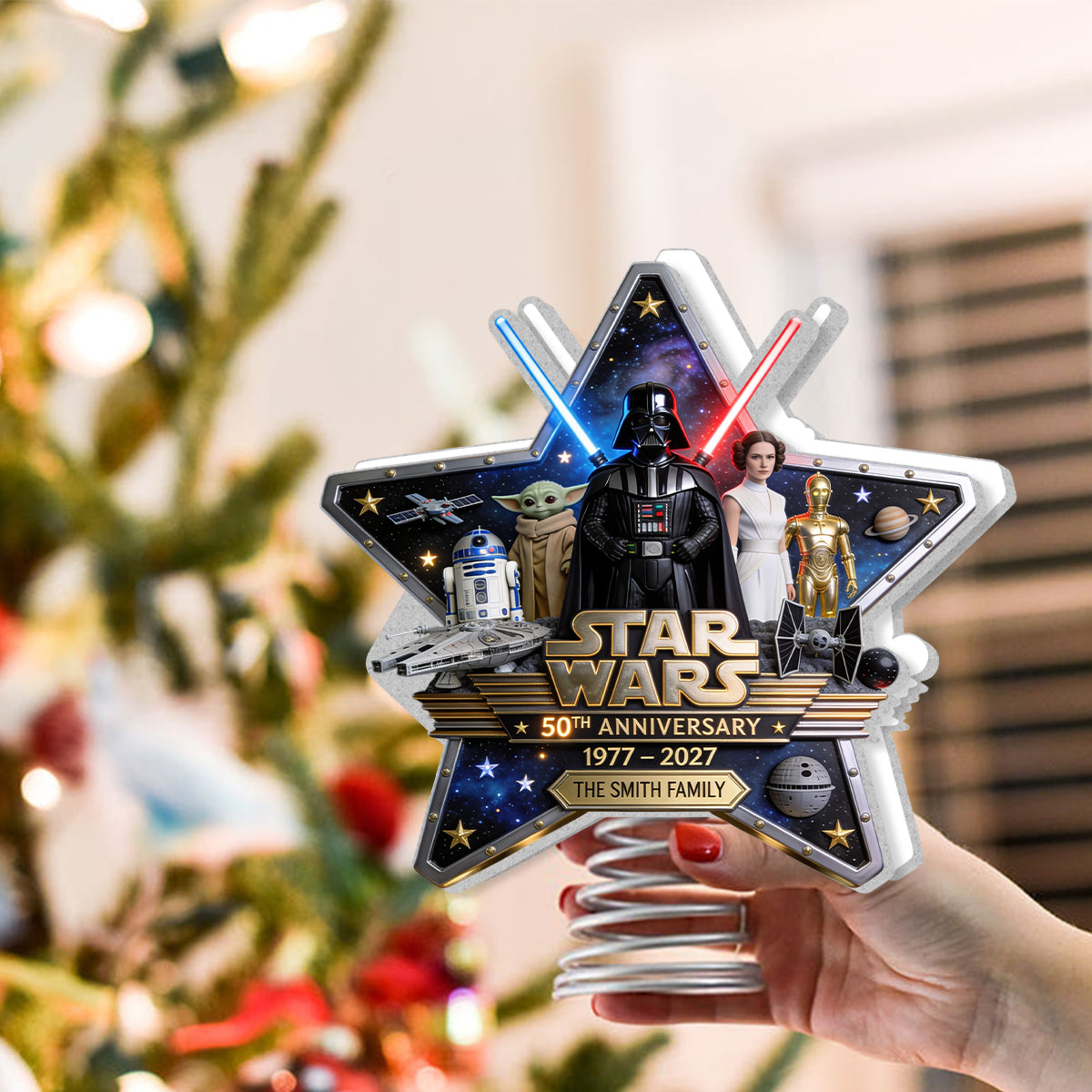 War Among The Stars 50th Anniversary - Personalized The Force LED Light Tree Topper