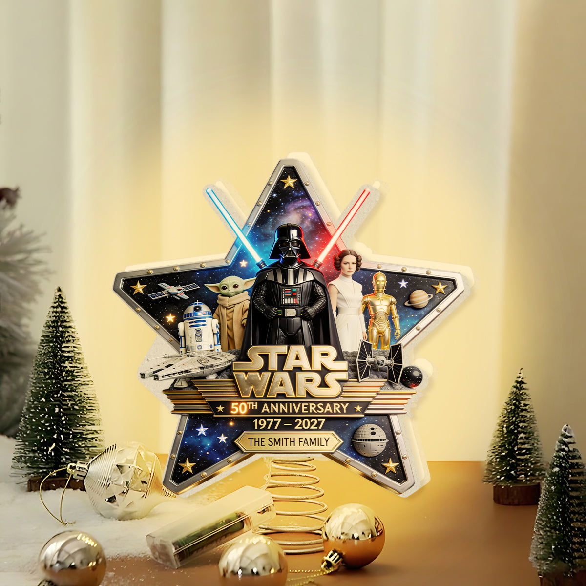 War Among The Stars 50th Anniversary - Personalized The Force LED Light Tree Topper