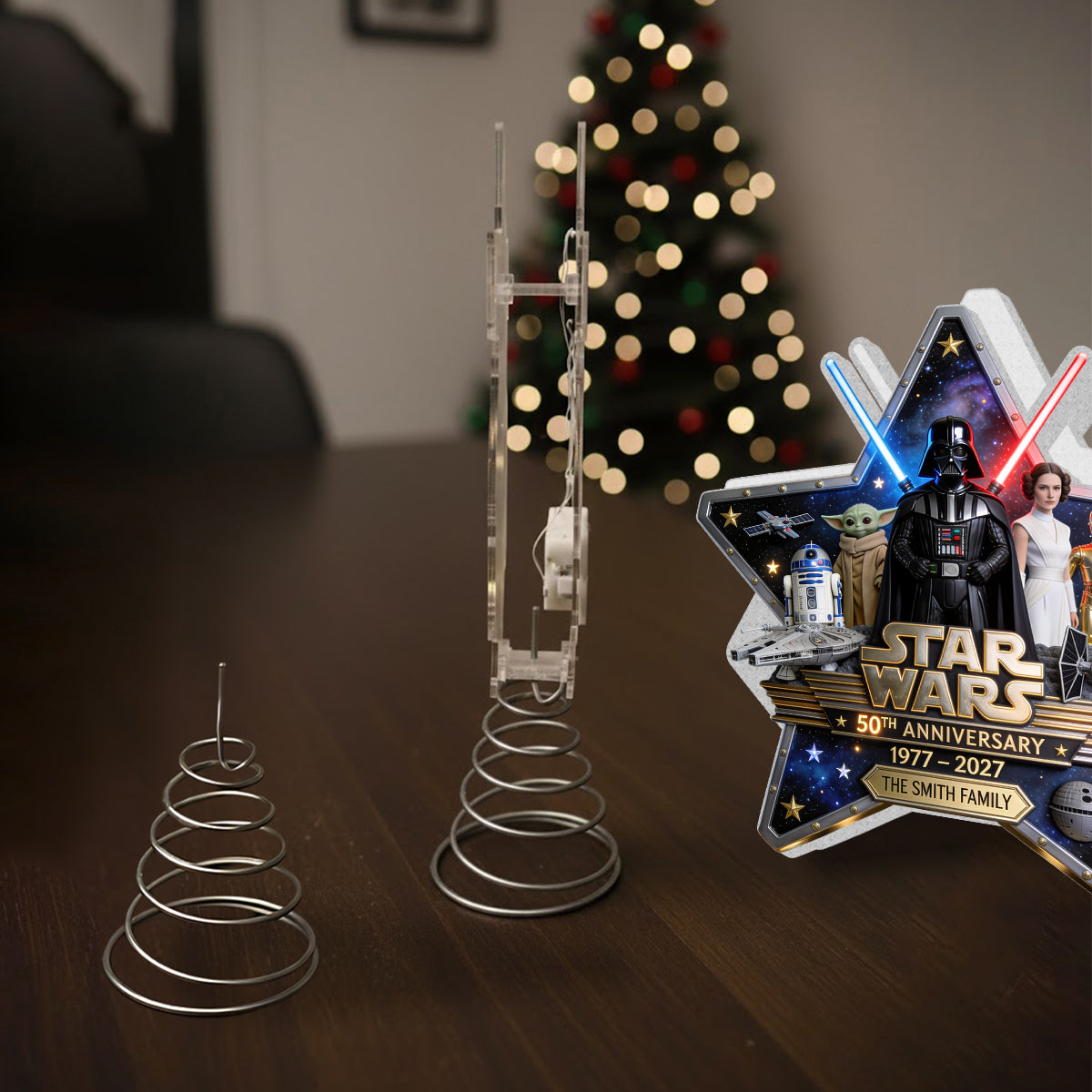 War Among The Stars 50th Anniversary - Personalized The Force LED Light Tree Topper