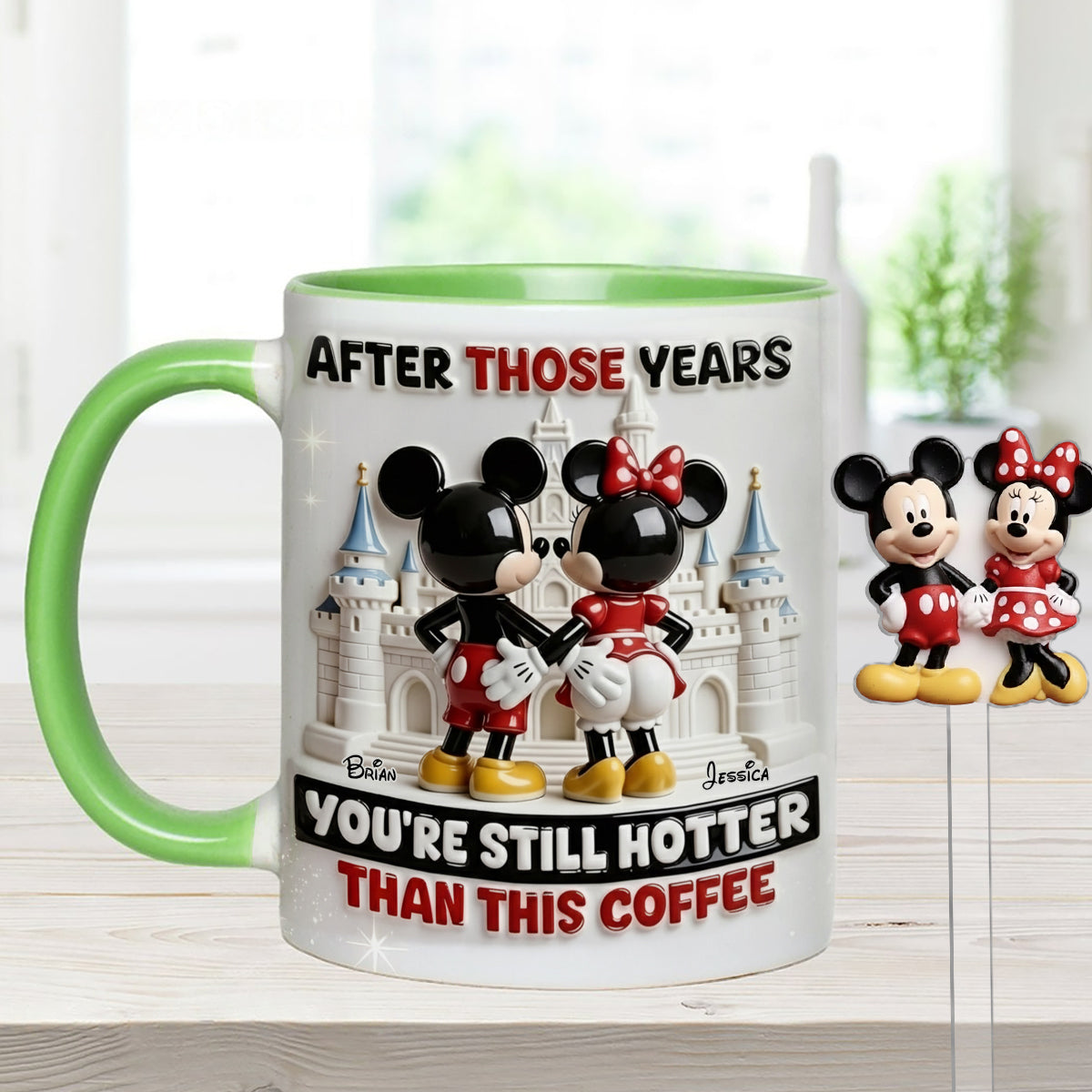 Cartoon Magical Couple - Personalized Mouse Set Accent Mug with Acrylic Stirrers