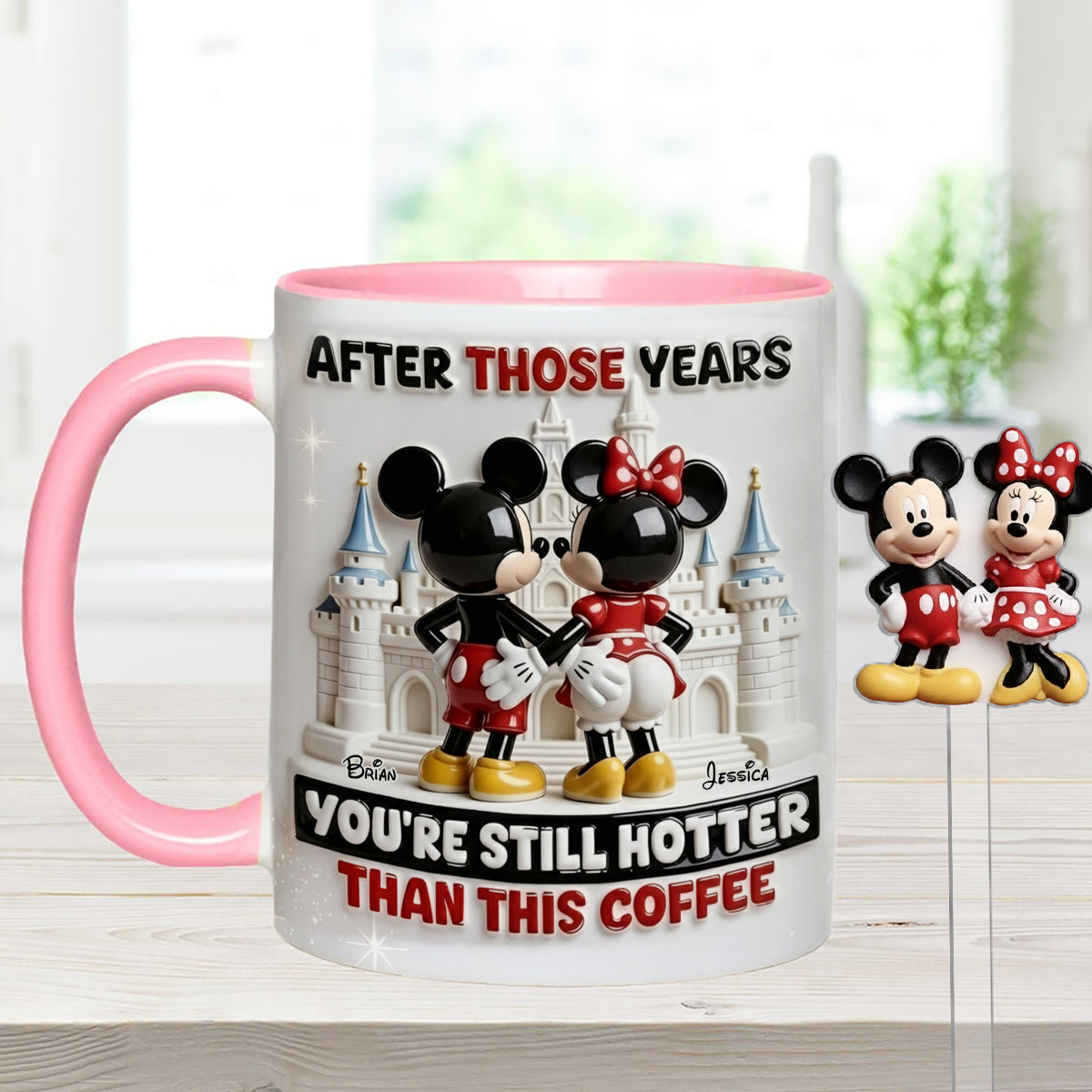 Cartoon Magical Couple - Personalized Mouse Set Accent Mug with Acrylic Stirrers
