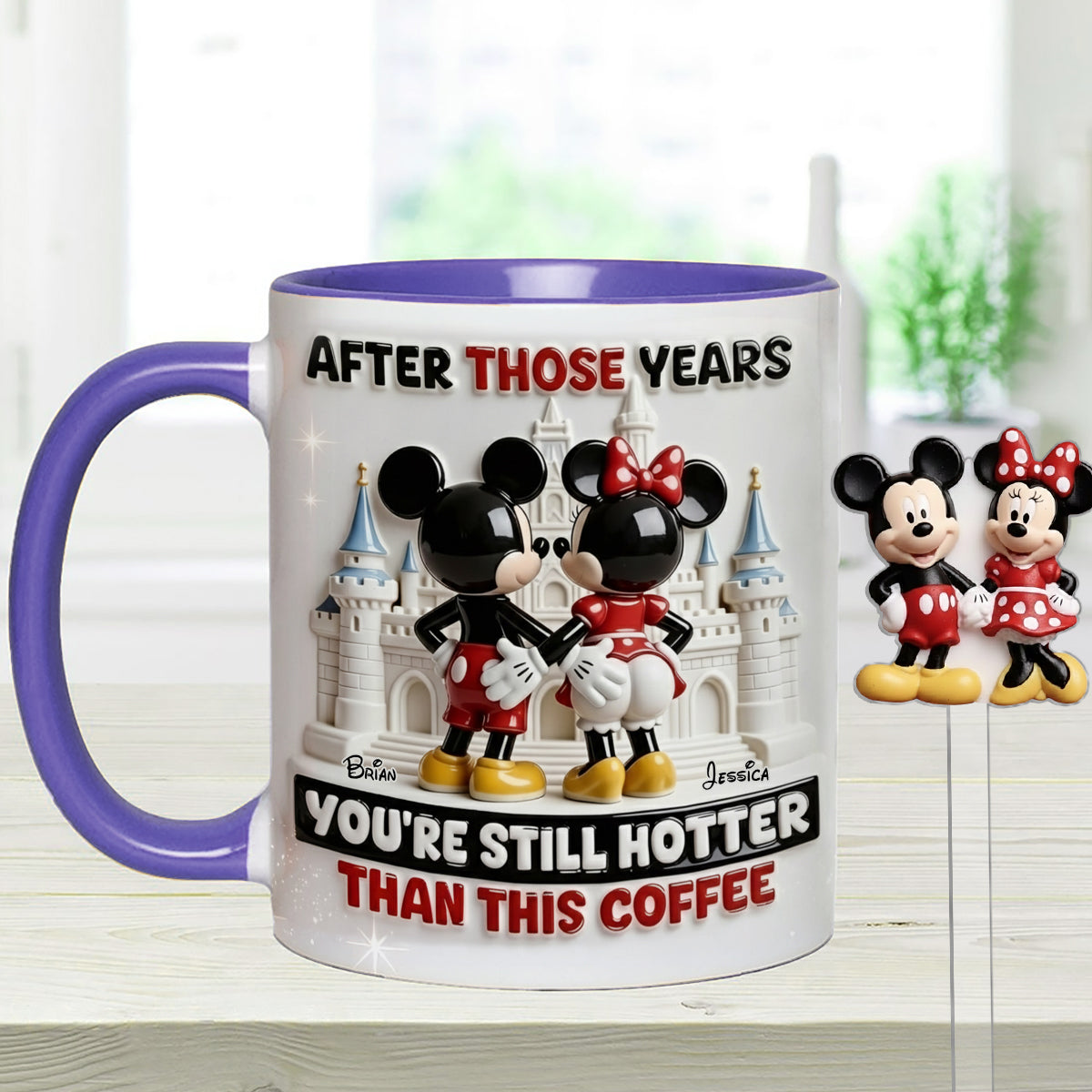 Cartoon Magical Couple - Personalized Mouse Set Accent Mug with Acrylic Stirrers