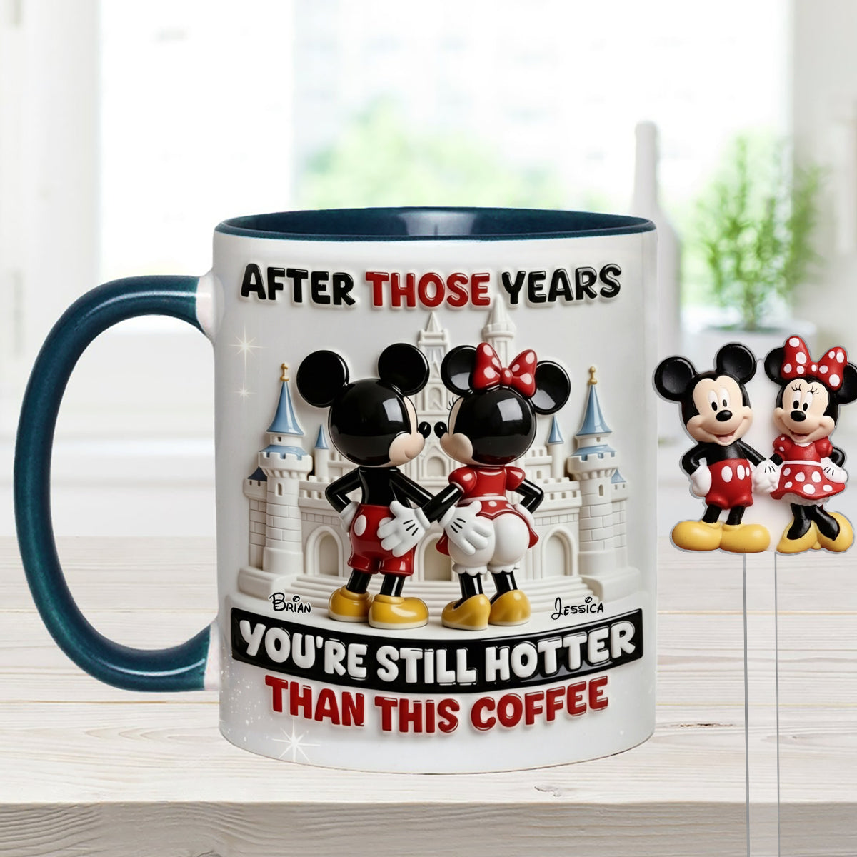 Cartoon Magical Couple - Personalized Mouse Set Accent Mug with Acrylic Stirrers