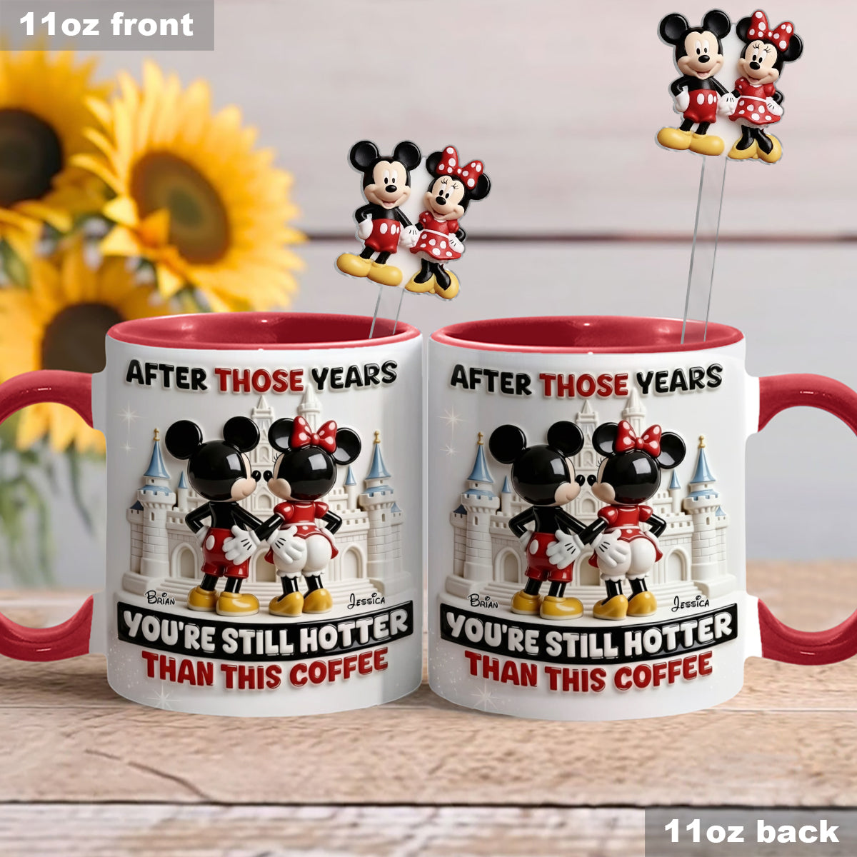 Cartoon Magical Couple - Personalized Mouse Set Accent Mug with Acrylic Stirrers
