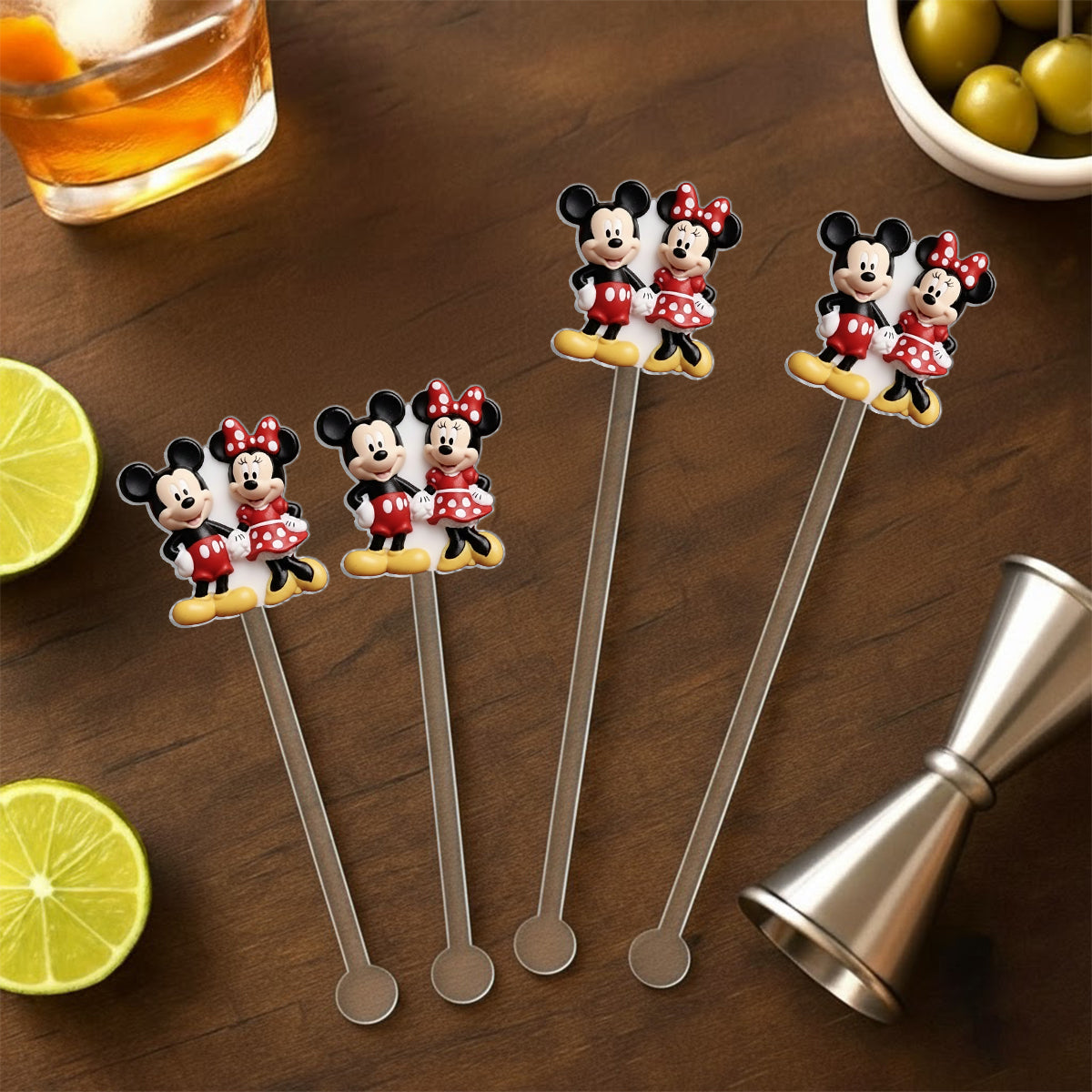 Cartoon Magical Couple - Personalized Mouse Set Accent Mug with Acrylic Stirrers