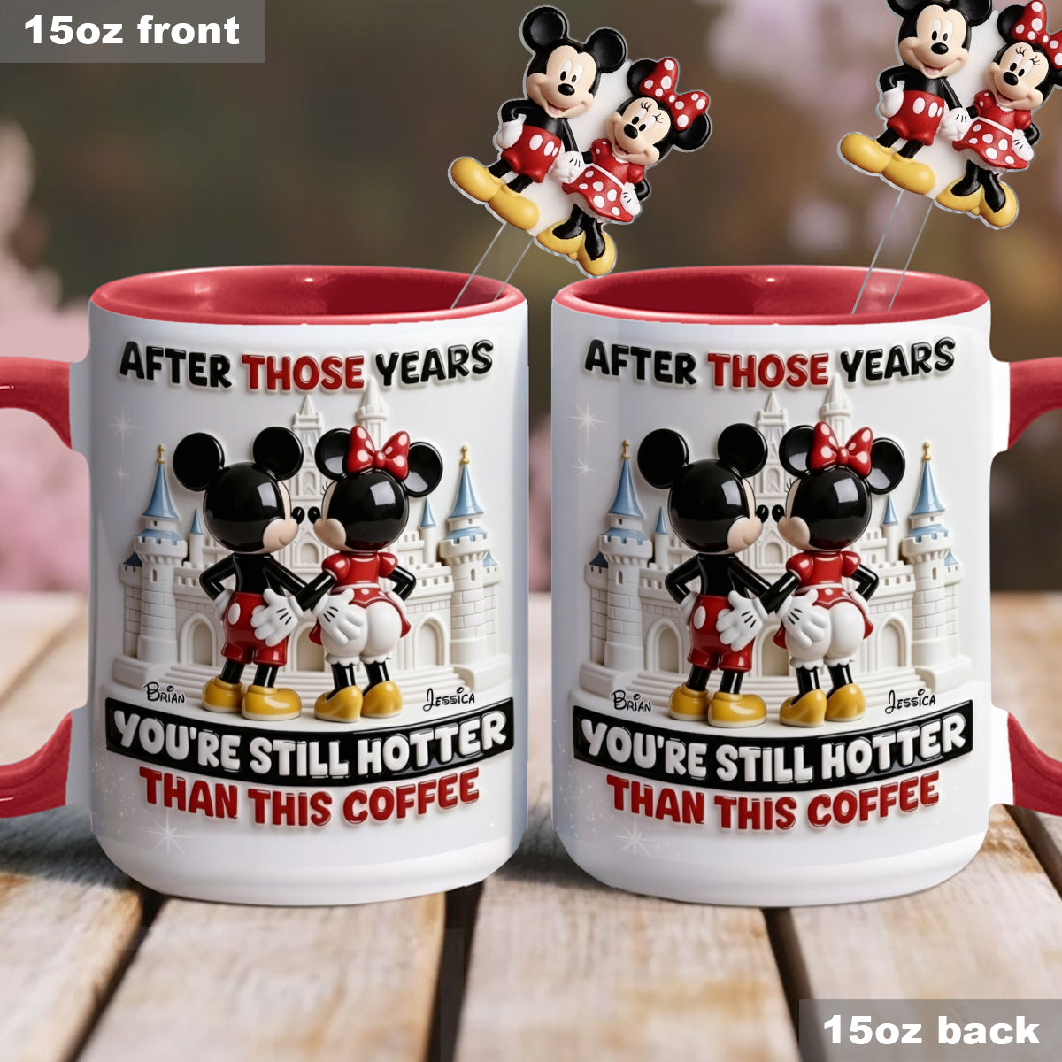 Cartoon Magical Couple - Personalized Mouse Set Accent Mug with Acrylic Stirrers
