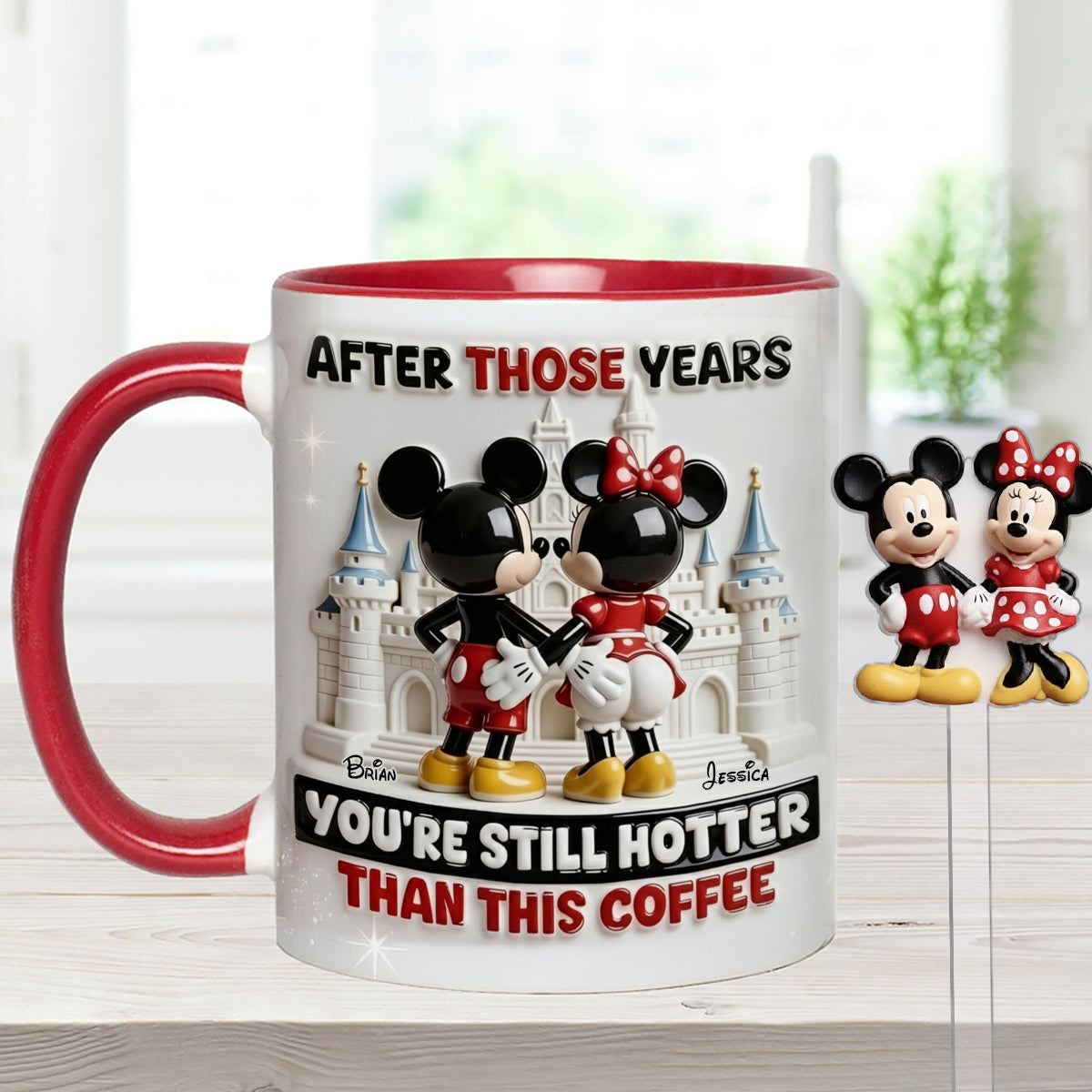 Cartoon Magical Couple - Personalized Mouse Set Accent Mug with Acrylic Stirrers