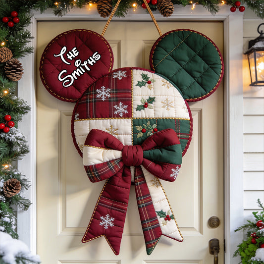 Magical Christmas Family Gift - Personalized Mouse Quilted Door Hanger