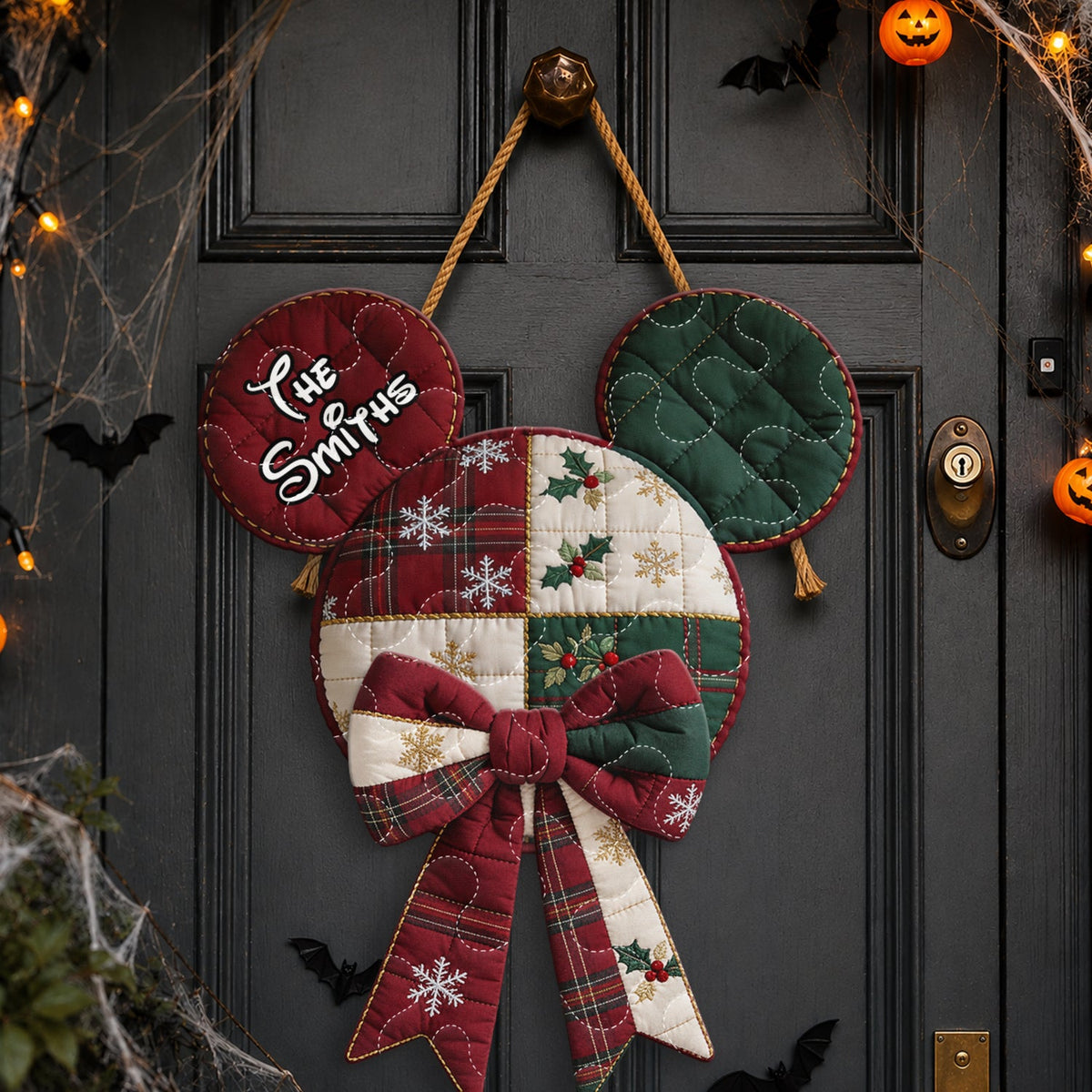 Magical Christmas Family Gift - Personalized Mouse Quilted Door Hanger