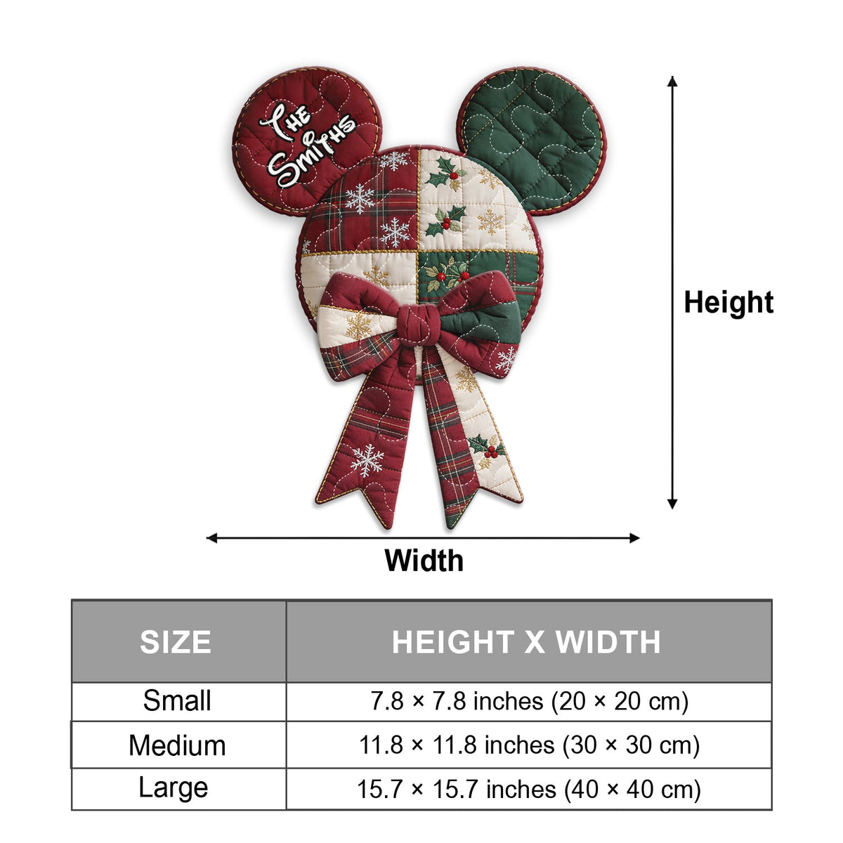 Magical Christmas Family Gift - Personalized Mouse Quilted Door Hanger