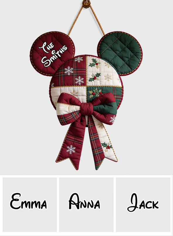 Magical Christmas Family Gift - Personalized Mouse Quilted Door Hanger
