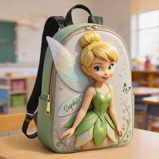 Magical Fairy - Personalized Flying Fairy Changeable Leather Patch Backpack