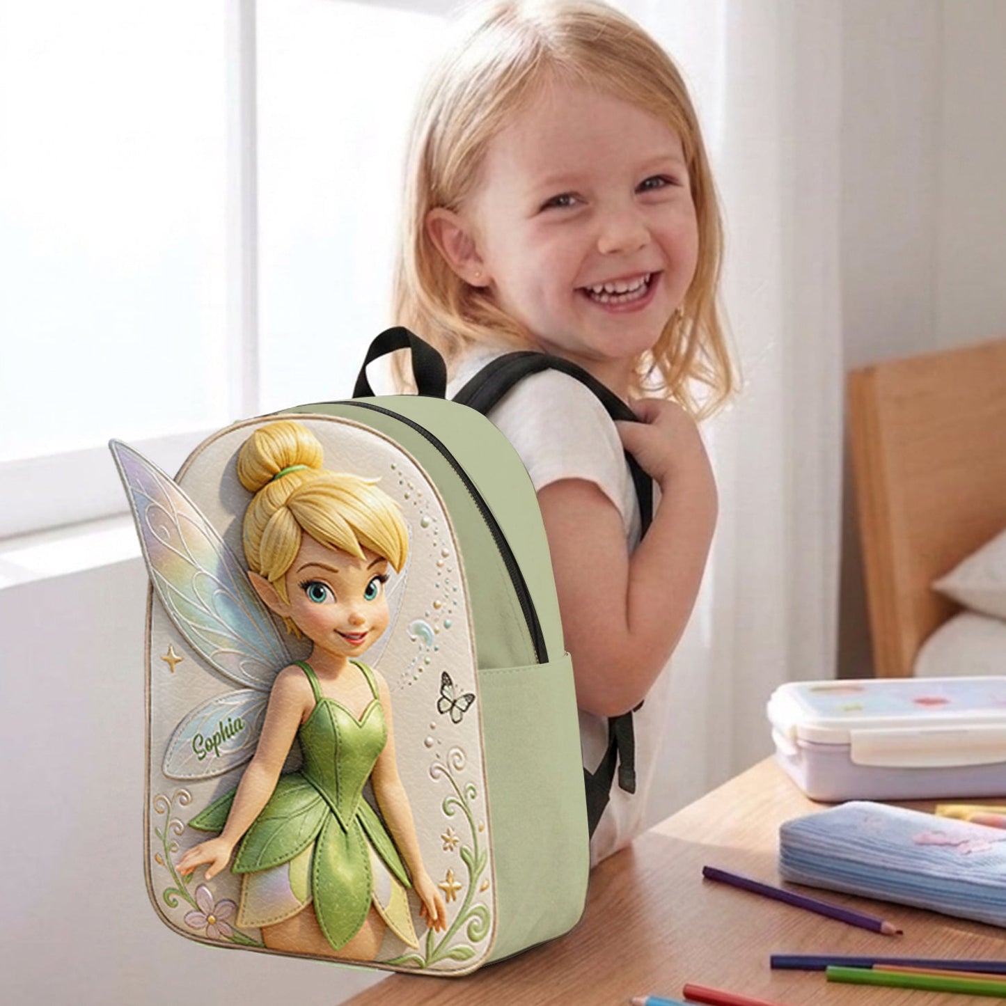 Magical Fairy - Personalized Flying Fairy Changeable Leather Patch Backpack