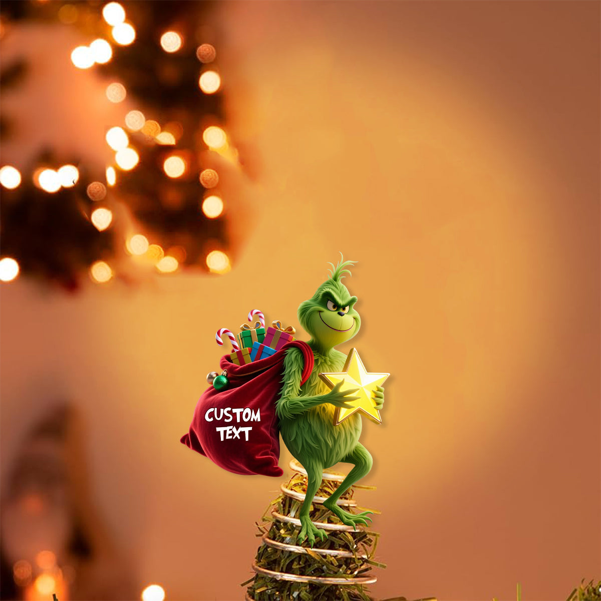 Funny Christmas Tree Topper - Personalized Stole Christmas LED Light Tree Topper