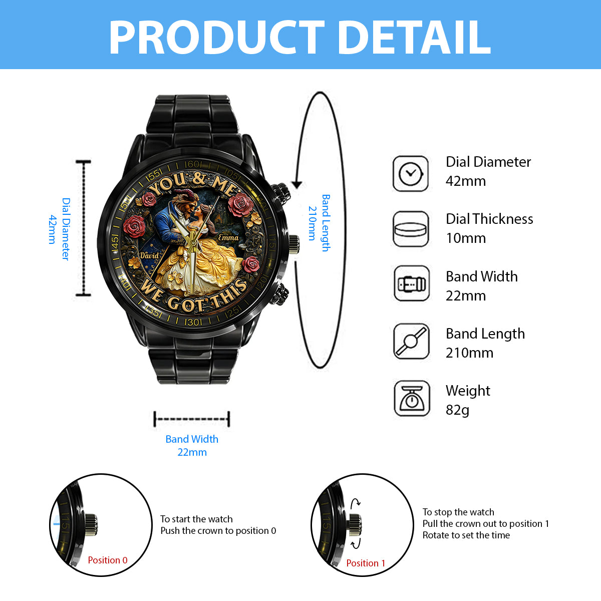 You & Me We Got This - Personalized Couple Hand Watch