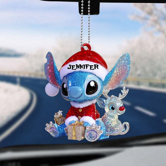 Merry Stitchmas - Personalized Ohana Transparent Car Ornament