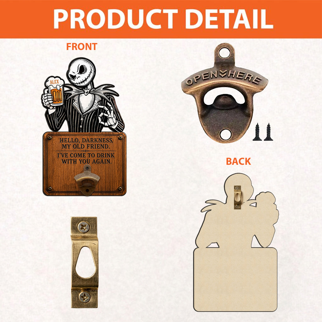 Hello Darkness My Old Friend Nightmare Beer Lovers - Personalized Nightmare Beer Stein & Wall Bottle Opener