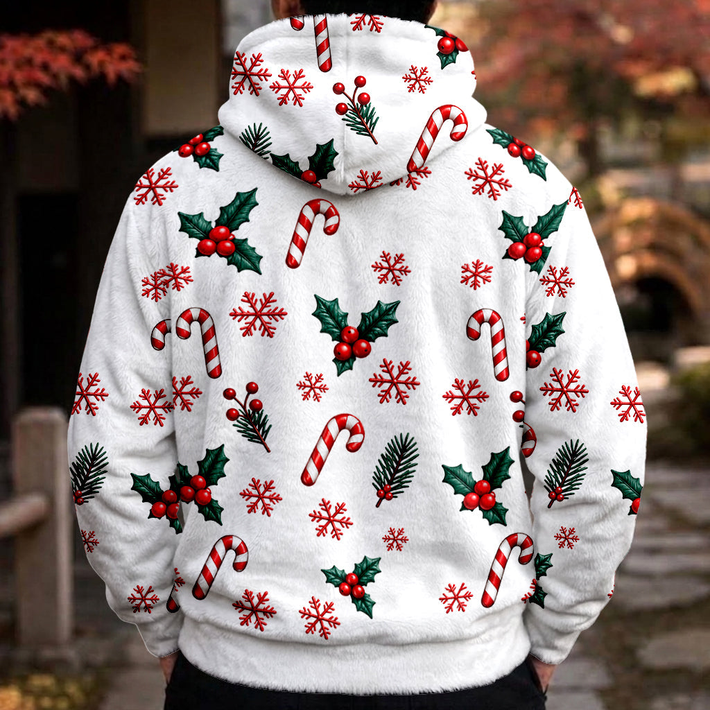 Merry Christmas - Personalized Yellow Bear Fleece Hoodie