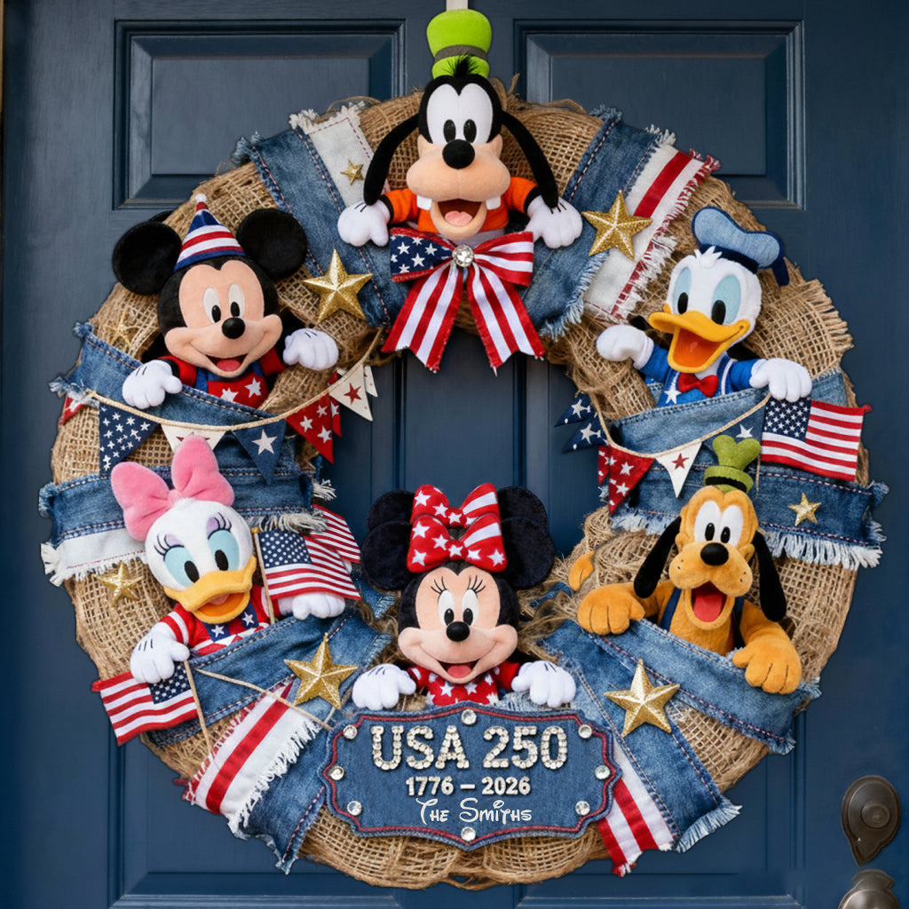 Patrotic Mouse & Co. 250th Anniversaty - Personalized Mouse Custom Shaped Wood Sign