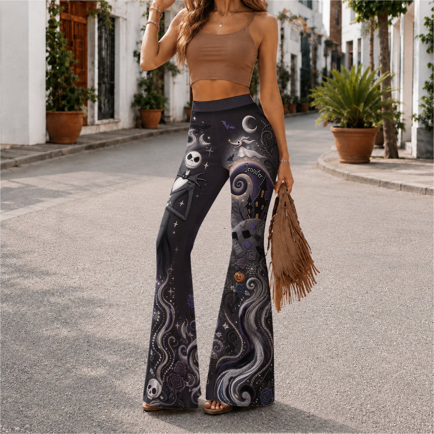 Halloween Nightmare - Personalized Nightmare Flare Pants & Crop Tanktop