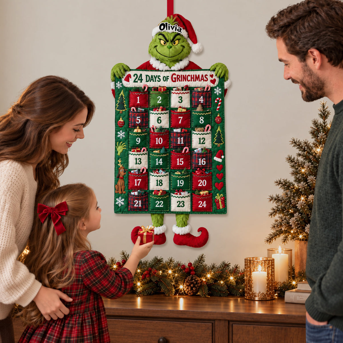 24 Days Of Christmas - Personalized Stole Christmas Fabric Advent Calendar