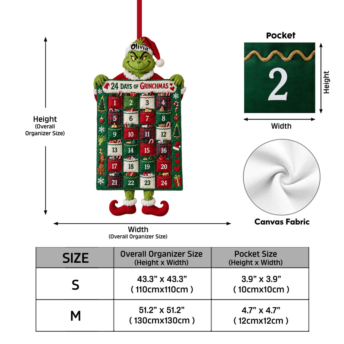 24 Days Of Christmas - Personalized Stole Christmas Fabric Advent Calendar