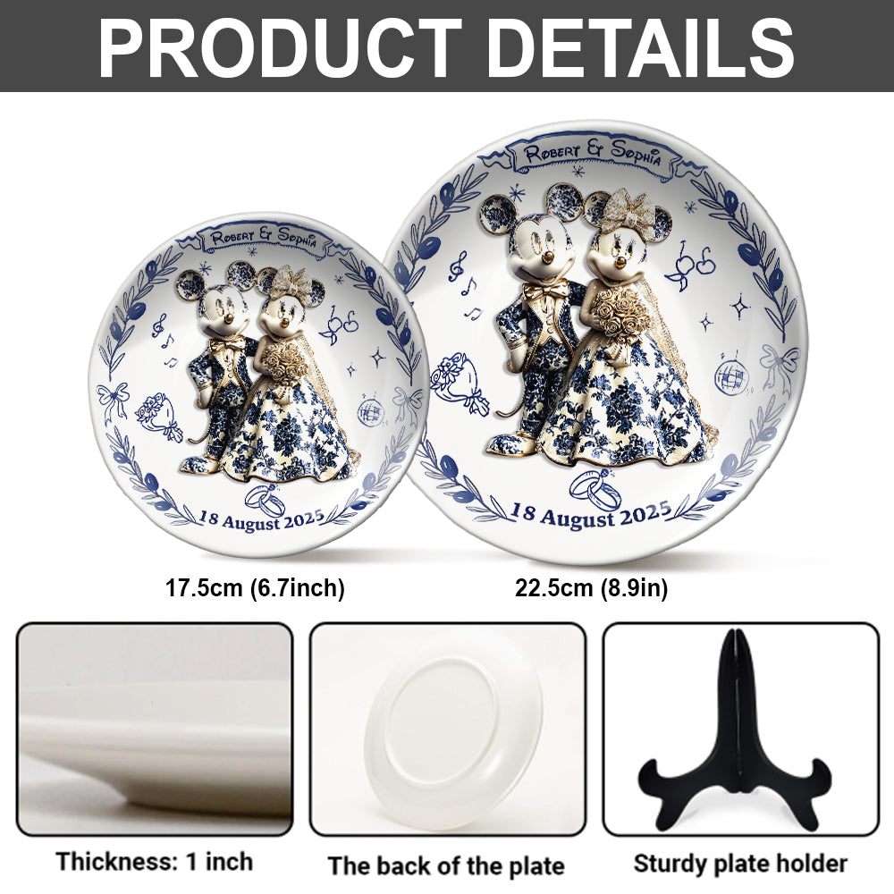 Newlyweds - Personalized Mouse Ceramic Round Plate