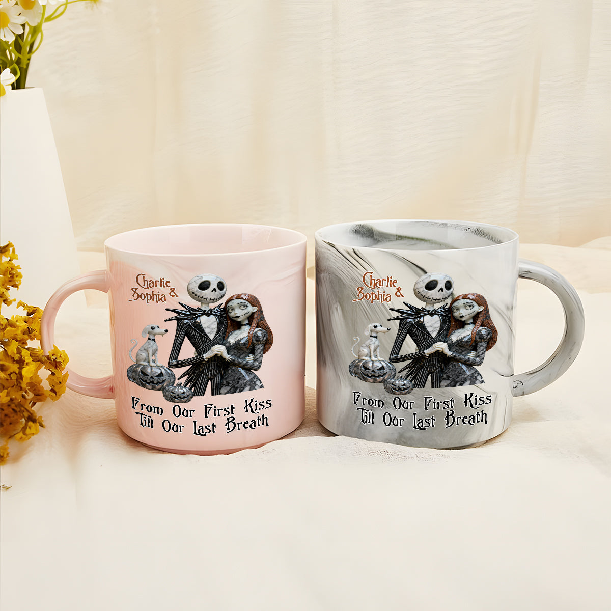 From Our First Kiss - Personalized Nightmare Marble Mug