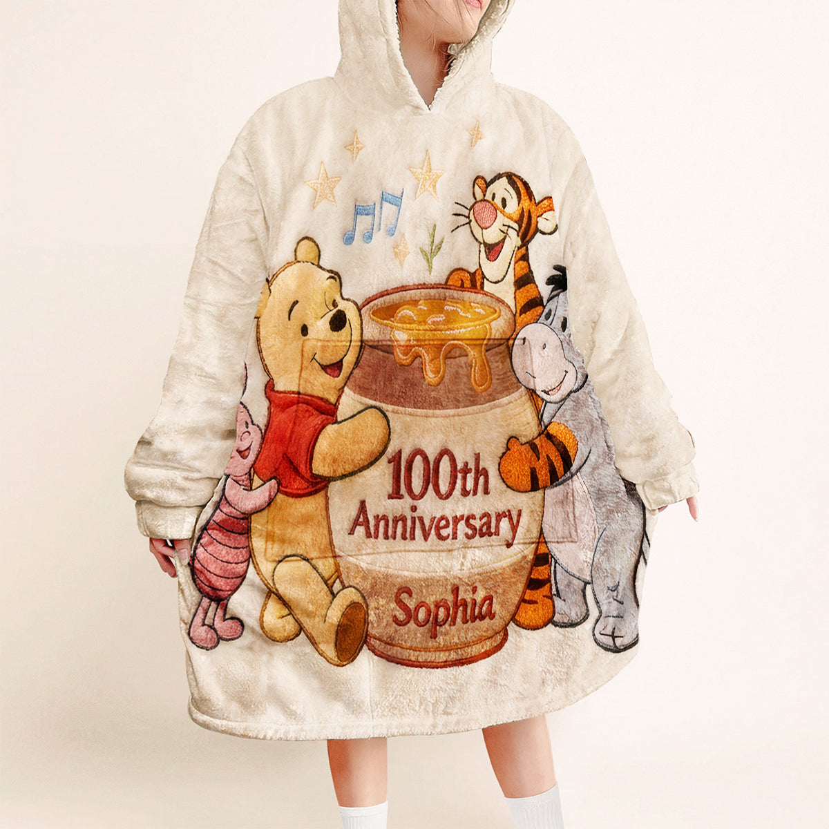 Honey Bear 100th Anniversary - Personalized Mouse Blanket Hoodie