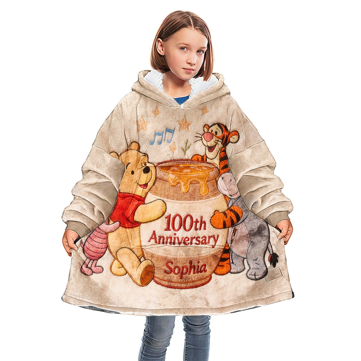 Honey Bear 100th Anniversary - Personalized Mouse Blanket Hoodie