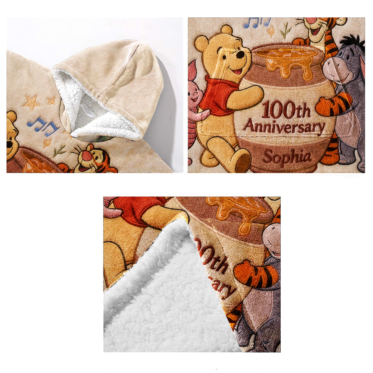 Honey Bear 100th Anniversary - Personalized Mouse Blanket Hoodie