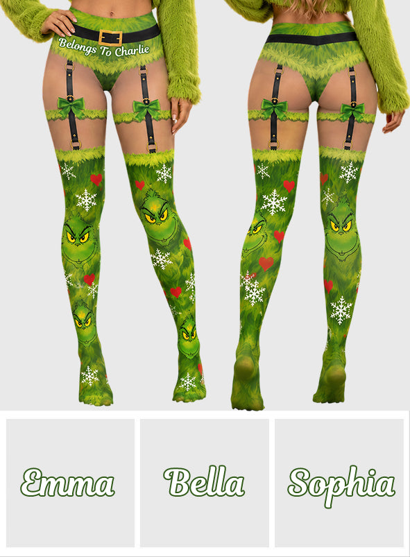 Belongs To Charlie - Personalized Stole Christmas Women Pantyhose Tights