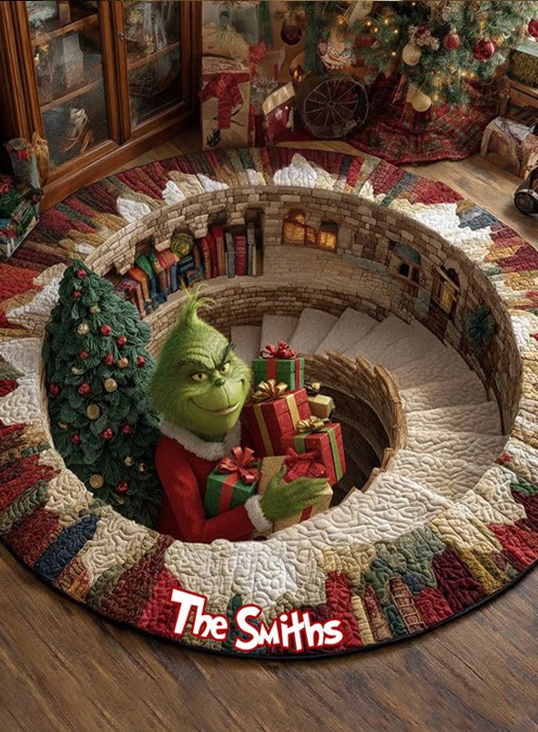 Merry Greenmas - Personalized Stole Christmas Round Rug