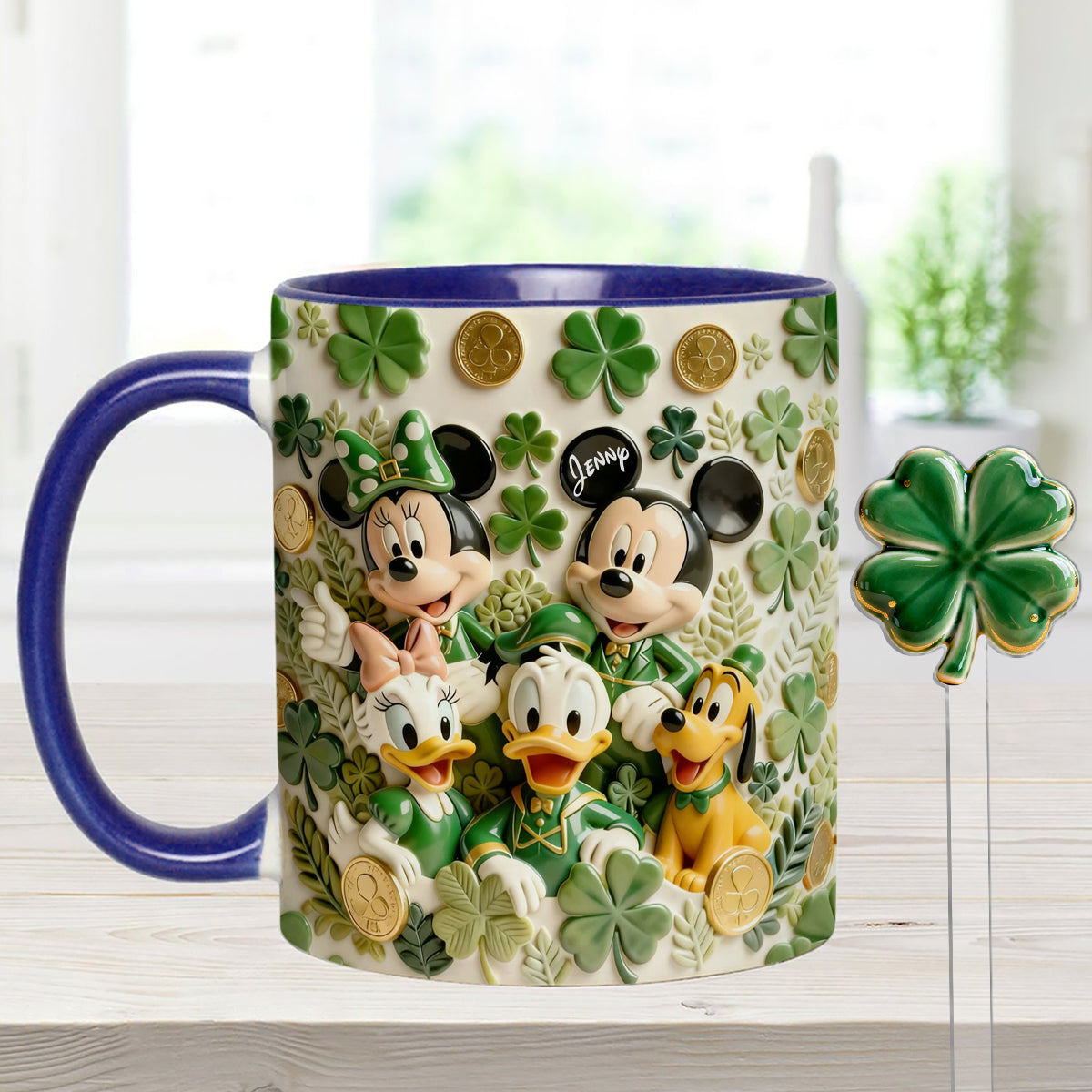 Lucky Friends - Personalized Mouse Set Accent Mug with Acrylic Stirrers
