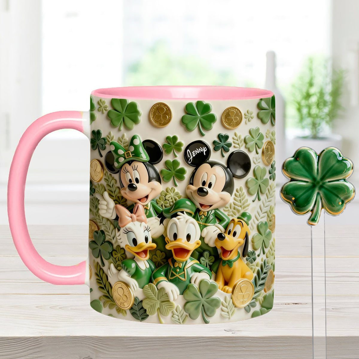 Lucky Friends - Personalized Mouse Set Accent Mug with Acrylic Stirrers