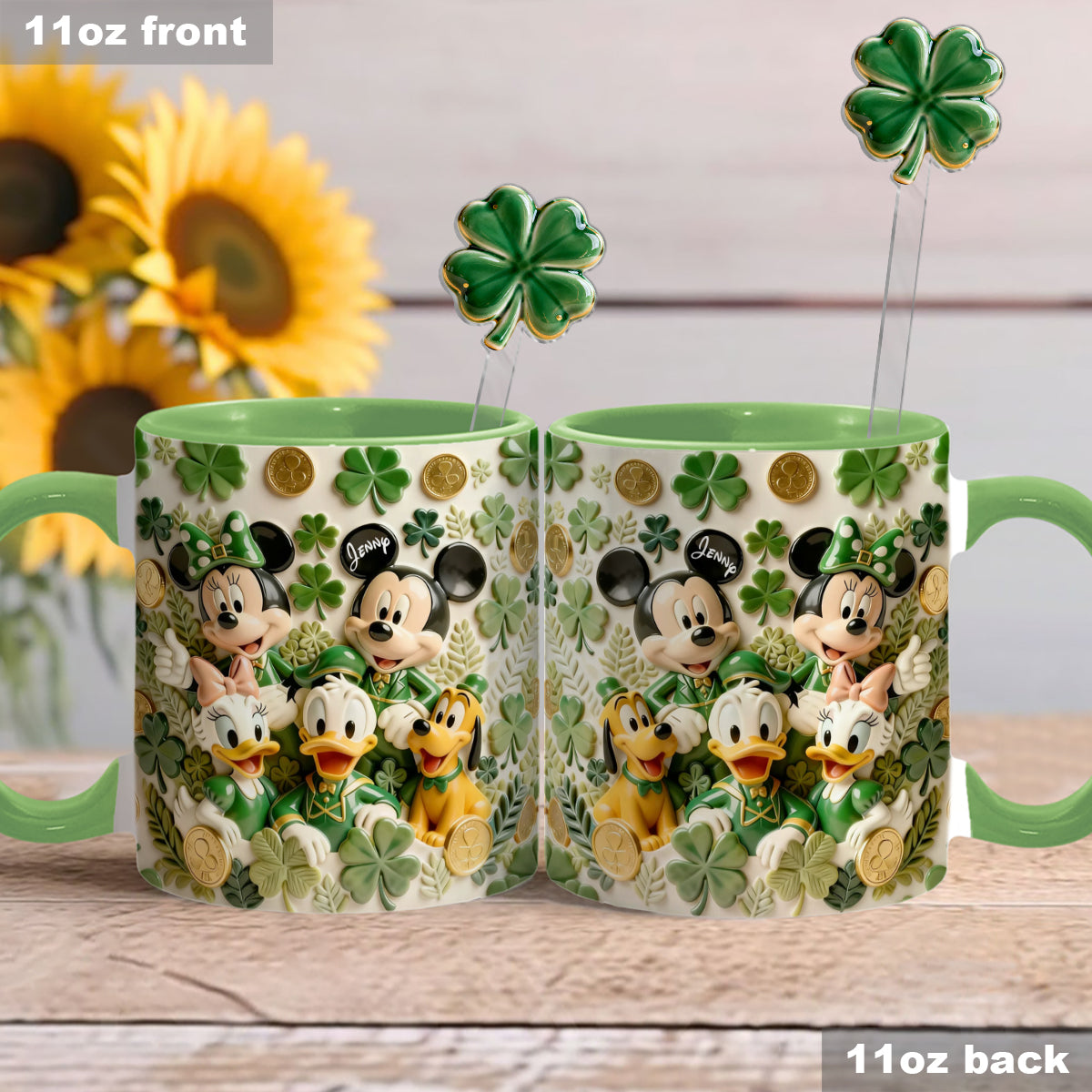 Lucky Friends - Personalized Mouse Set Accent Mug with Acrylic Stirrers
