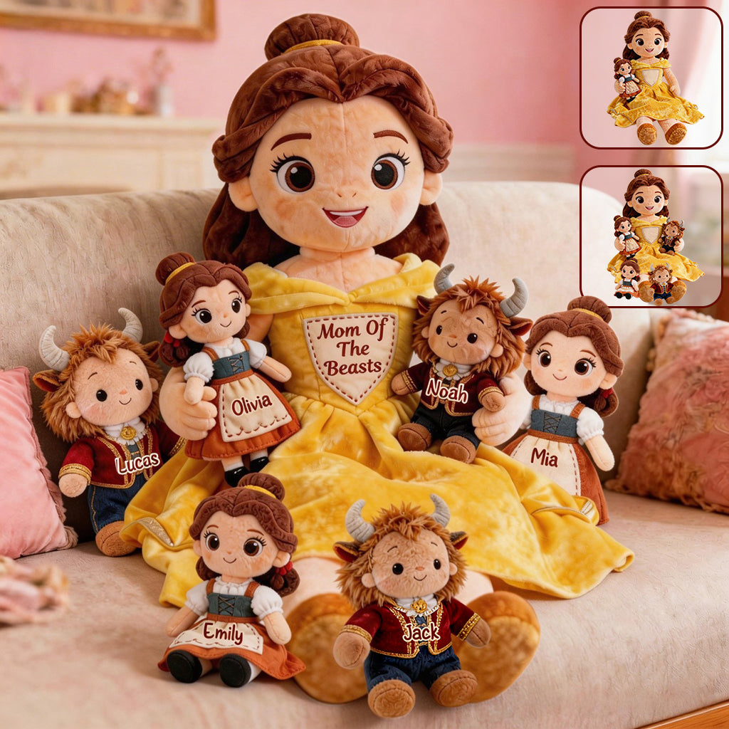Mom Of The Beasts - Personalized Beauty And The Beast Premium Faux Fur Pillow