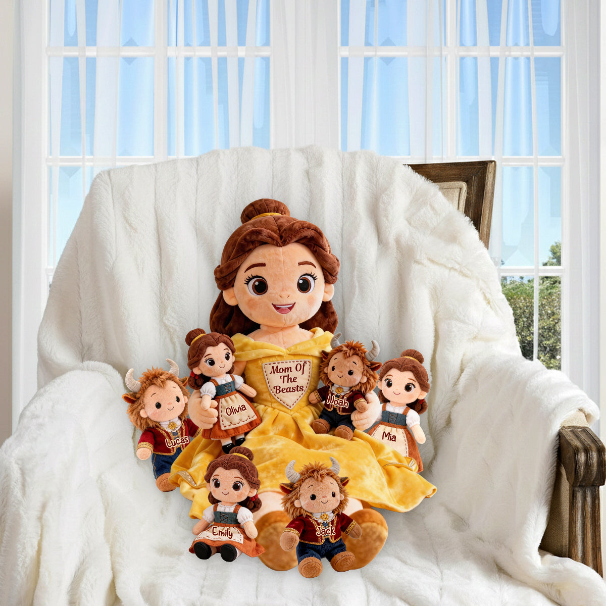Mom Of The Beasts - Personalized Beauty And The Beast Premium Faux Fur Pillow
