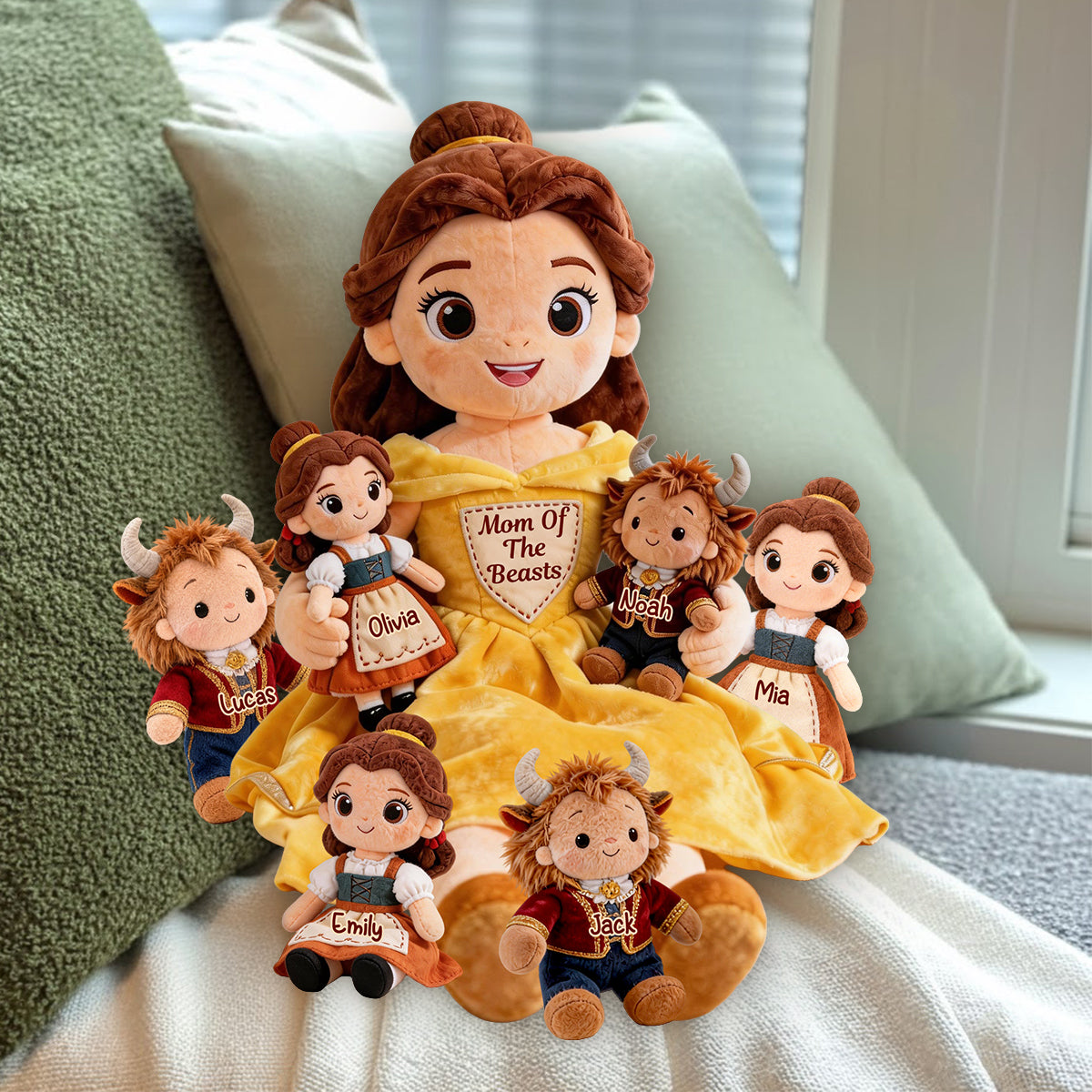 Mom Of The Beasts - Personalized Beauty And The Beast Premium Faux Fur Pillow