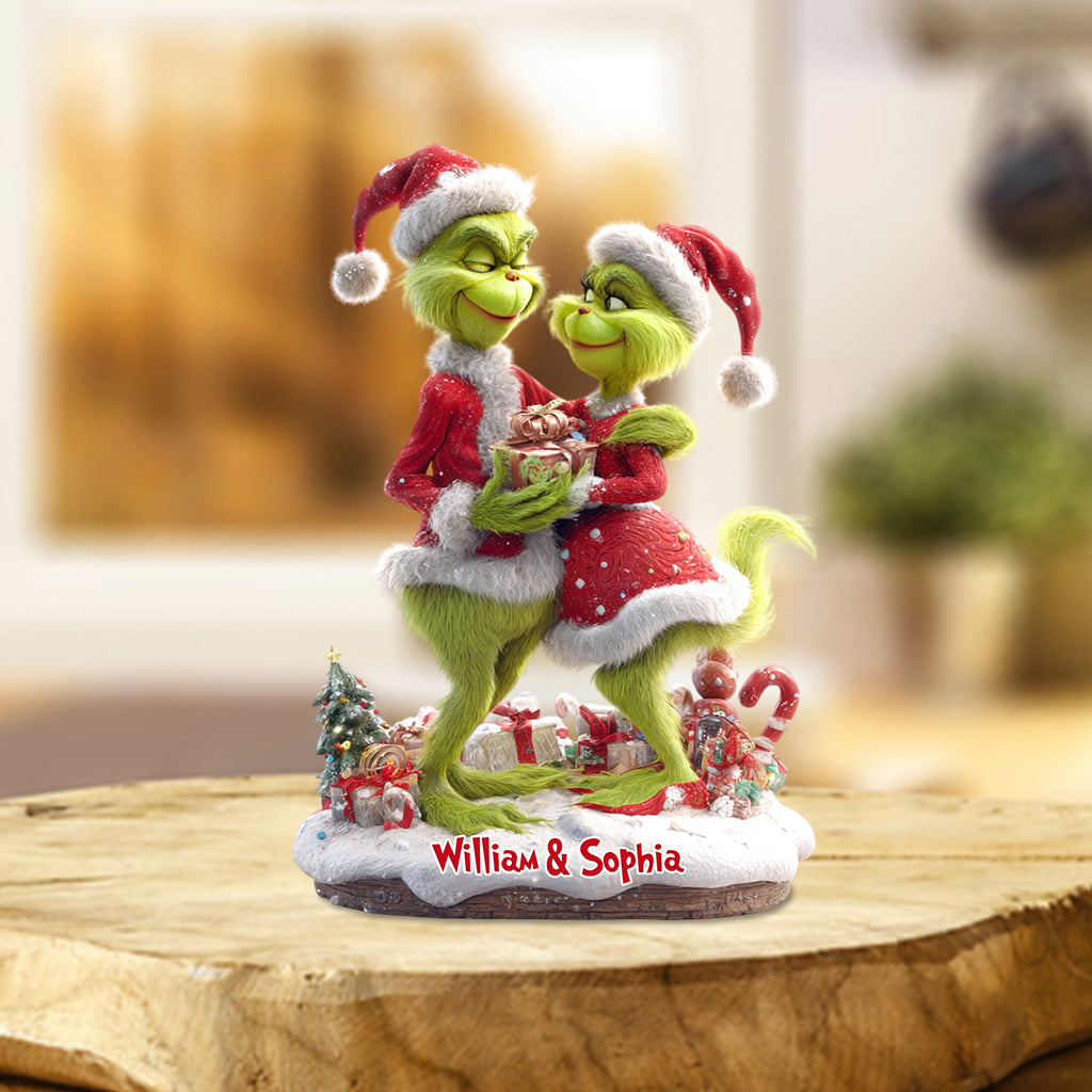 Merry Grinchmas Gift For Couple - Personalized Stole Christmas Custom Shaped Acrylic Plaque