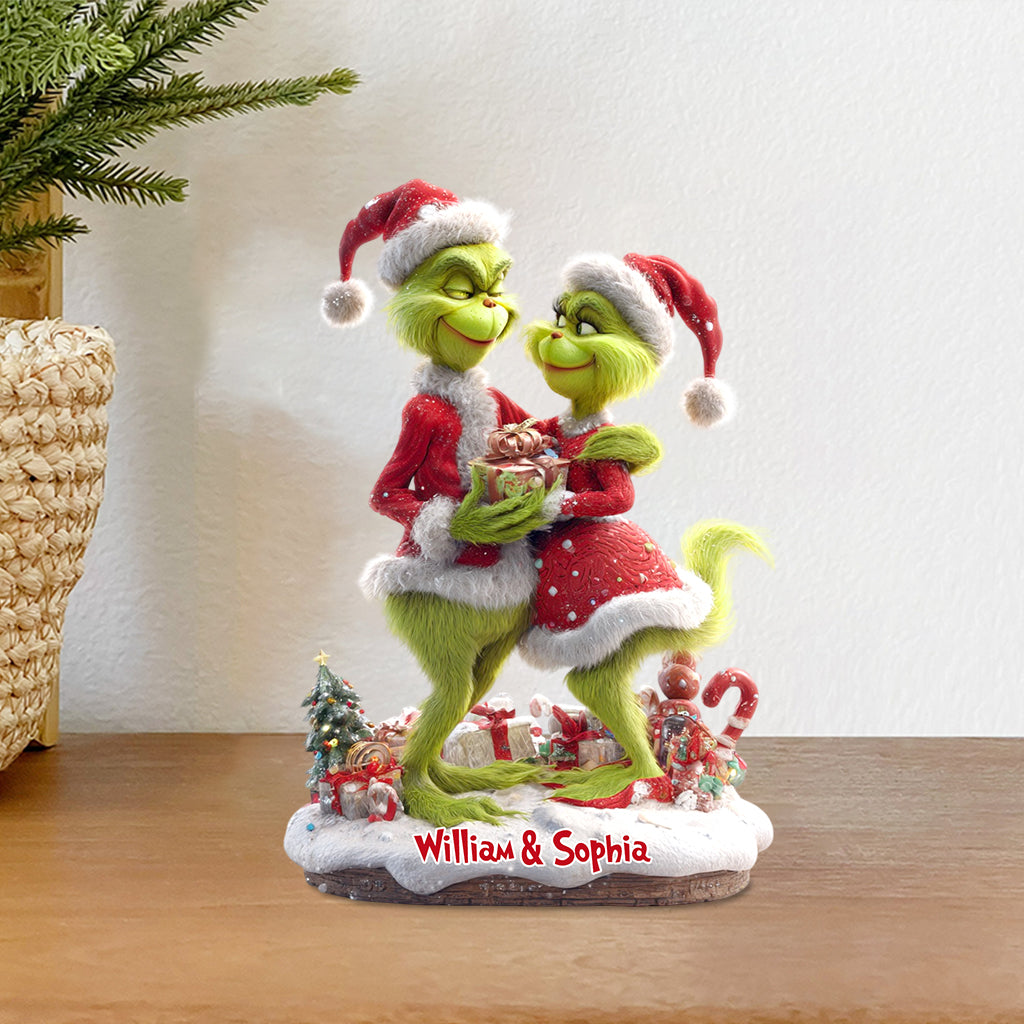 Merry Grinchmas Gift For Couple - Personalized Stole Christmas Custom Shaped Acrylic Plaque