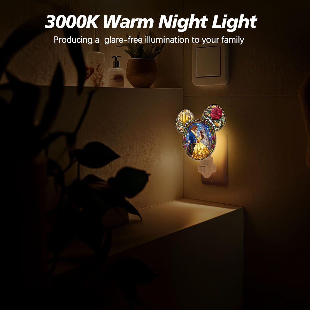 Tale As Old As Time - Personalized Mouse Acrylic Plug-In Night Light