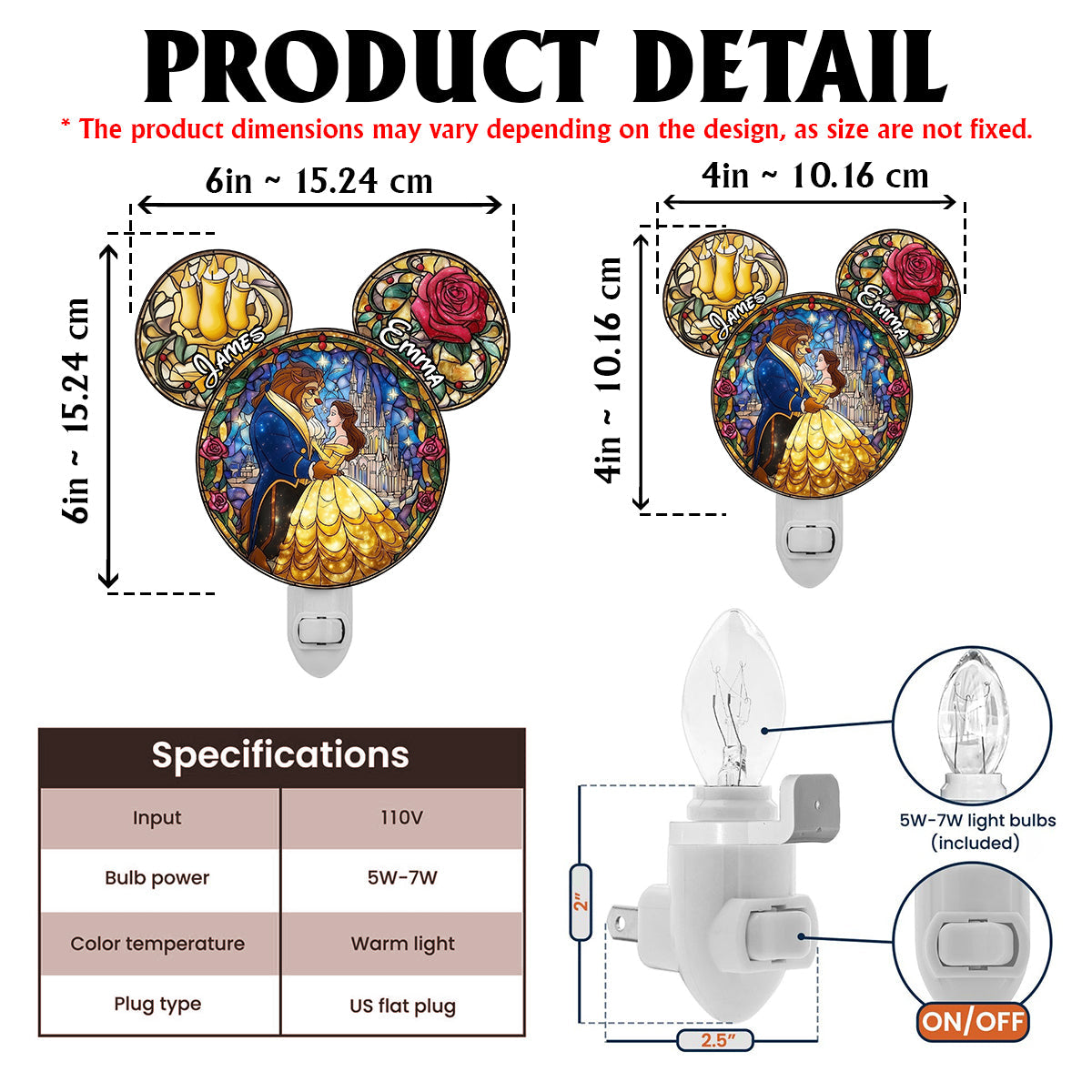 Tale As Old As Time - Personalized Mouse Acrylic Plug-In Night Light