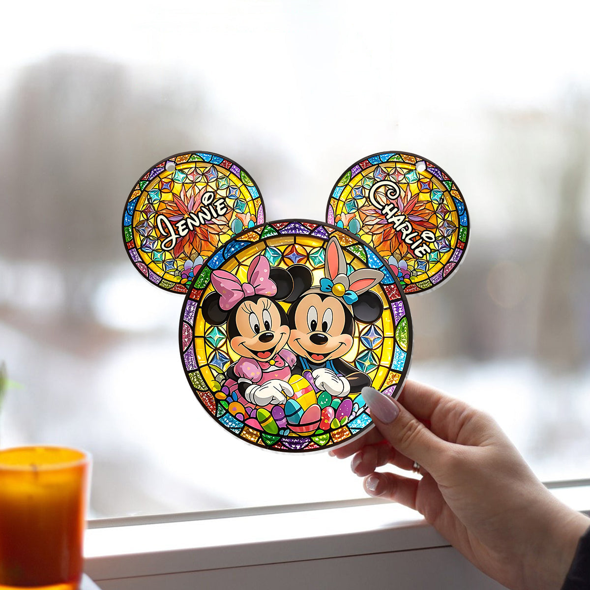 Magic Couple - Personalized Mouse Window Hanging Suncatcher Ornament