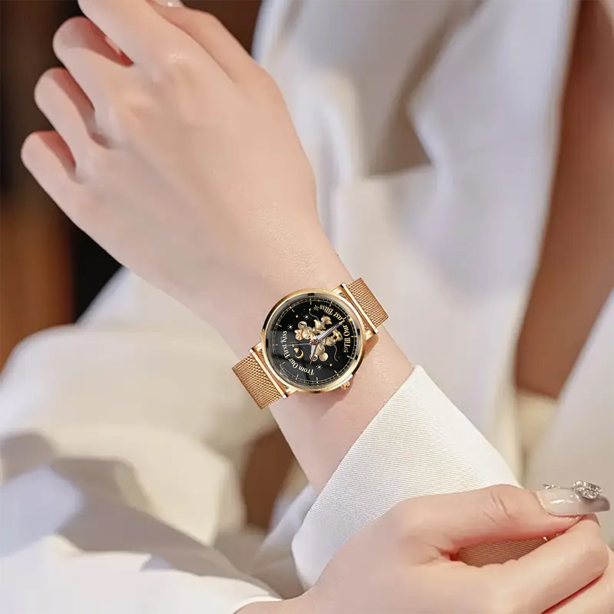 From Our First Kiss Till Our Last Bliss - Personalized Mouse Women Hand Watch