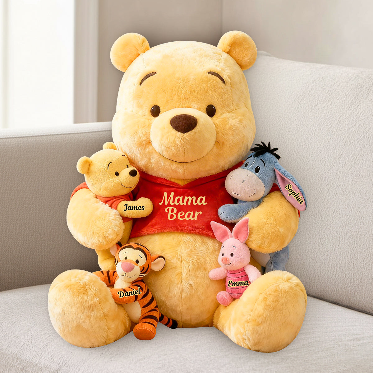Mama Bear - Personalized Yellow Bear Premium Faux Fur Pillow