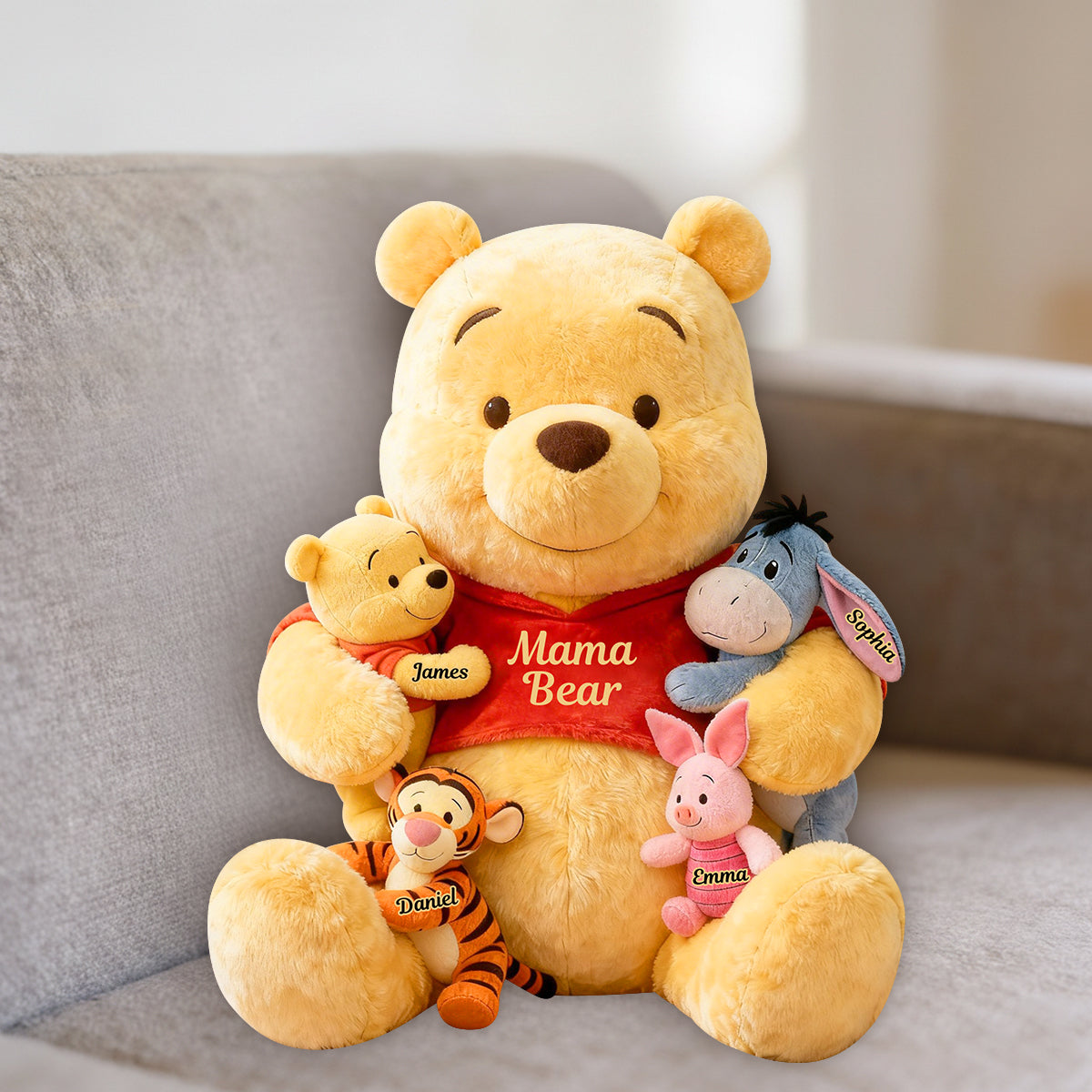 Mama Bear - Personalized Yellow Bear Premium Faux Fur Pillow