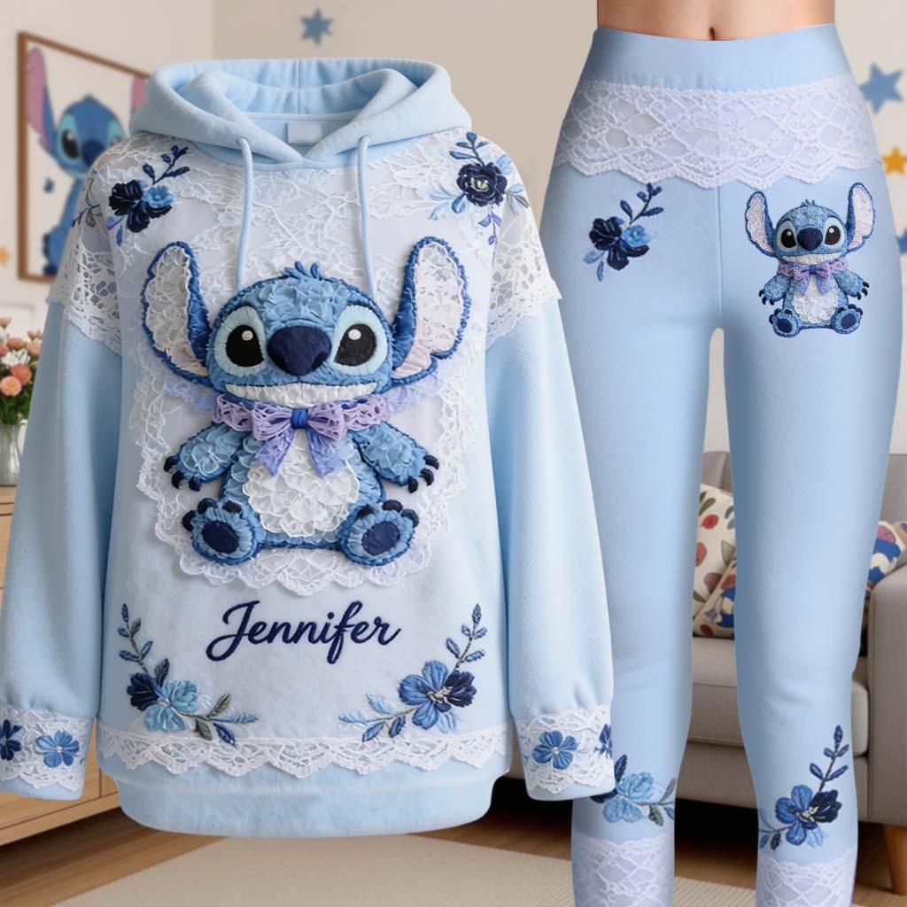 Blue Alien - Personalized Ohana Hoodie and Leggings